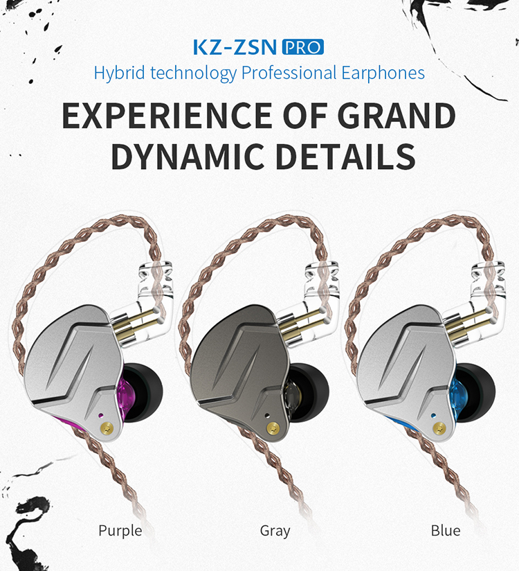 KZ ZSN Pro Dynamic Hybrid Dual Driver in Ear Earphones Detachable